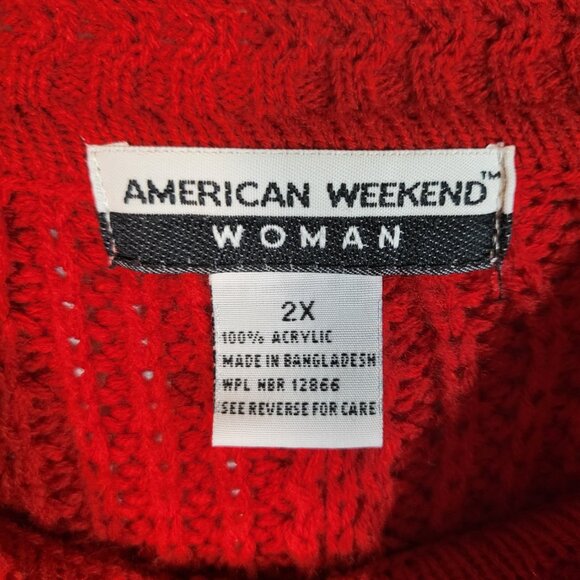 American Weekend Woman Vintage Acrylic Sweater Size 2X Red - Picture 5 of 7